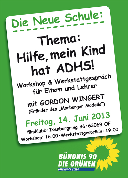 Flyer zu "Hilfe mein Kind hat ADHS"